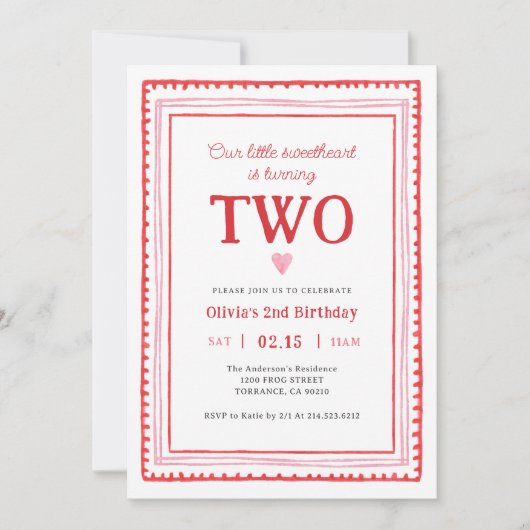 Little Sweetheart Valentijns's Meisje Tweede Verja Kaart (Voorkant)