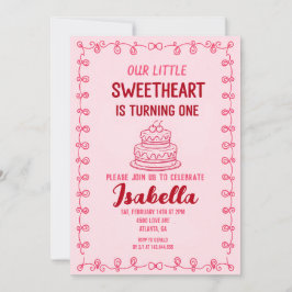 Little Sweetheart Valentine 1st Birthday Cake Kaart