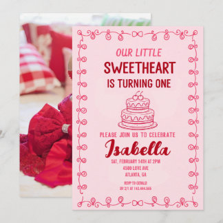 Little Sweetheart Valentine 1st Birthday Cake  Kaart