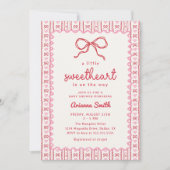 Little Sweetheart Valentine Baby Shower Invitation Kaart (Voorkant)
