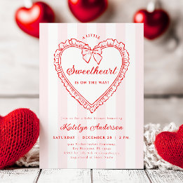 Little Sweetheart Valentine Baby Shower Invitation Kaart
