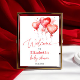 Little Sweetheart Valentine Baby Shower Welcome  Poster