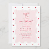 Little Sweetheart Valentine Bow 1st Birthday Kaart (Voorkant)