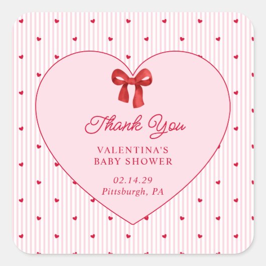 Little Sweetheart Valentine Coquette Vierkante Sticker (Voorkant)