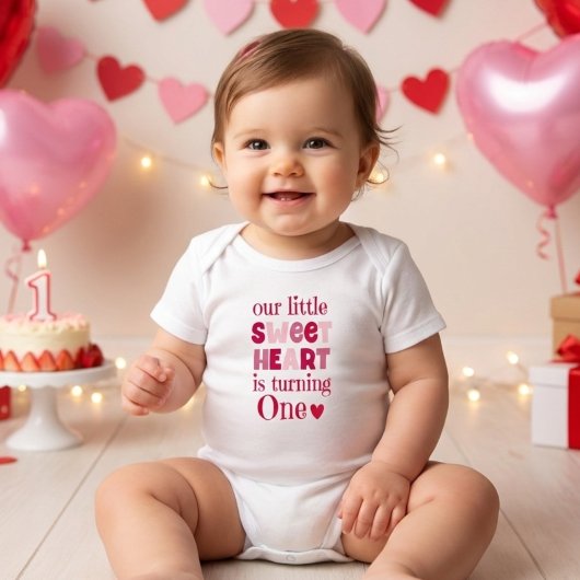 Little Sweetheart Valentine Turning One Birthday  Romper
