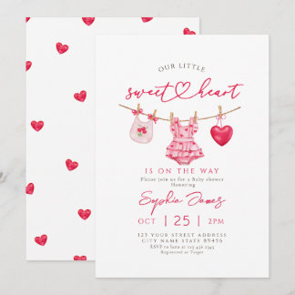 Little Sweetheart Valentines Baby Shower Kaart
