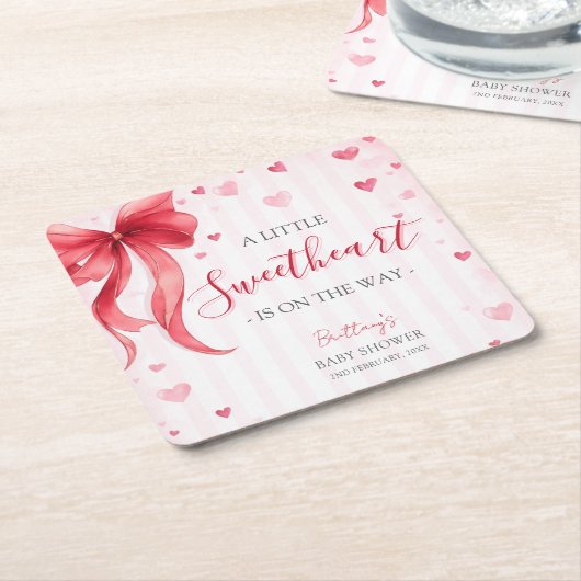 Little Sweetheart Valentines Baby Shower  Kartonnen Onderzetters (Schuin)