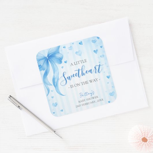 Little Sweetheart Valentines Baby Shower  Vierkante Sticker (Envelop)