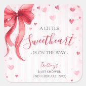 Little Sweetheart Valentines Baby Shower  Vierkante Sticker (Voorkant)