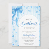 Little Sweetheart Valentines Blue Bow Baby Shower  Kaart (Voorkant)