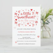Little Sweetheart Valentines Bow Baby Shower Kaart (Staand voorkant)