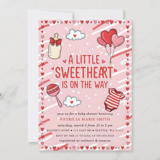 Little Sweetheart Valentines Bow Baby Shower Kaart (Voorkant)