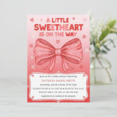 Little Sweetheart Valentines Bow Baby Shower Kaart (Staand voorkant)