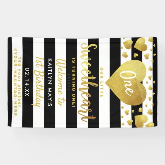 Little Sweetheart Valentine's Day Any Age Birthday Spandoek (Horizontaal)