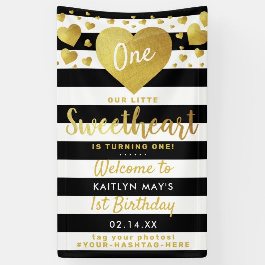 Little Sweetheart Valentine's Day Any Age Birthday Spandoek (Verticaal)