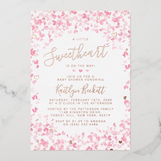 Little Sweetheart Valentine's Day Baby Shower Folie Uitnodiging (Voorkant)