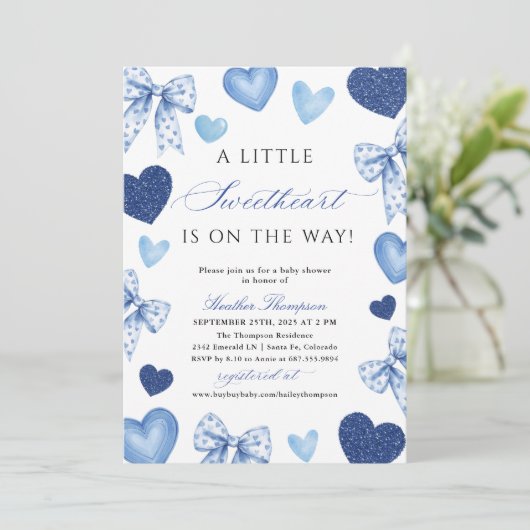 Little Sweetheart Valentines Day Baby Shower Kaart (Staand voorkant)