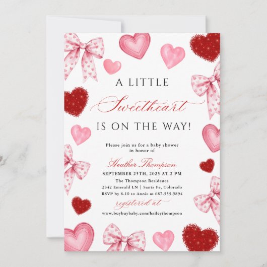 Little Sweetheart Valentines Day Baby Shower Kaart (Voorkant)