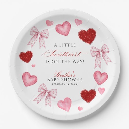 Little Sweetheart Valentines Day Baby Shower Papieren Bordje (Voorkant)
