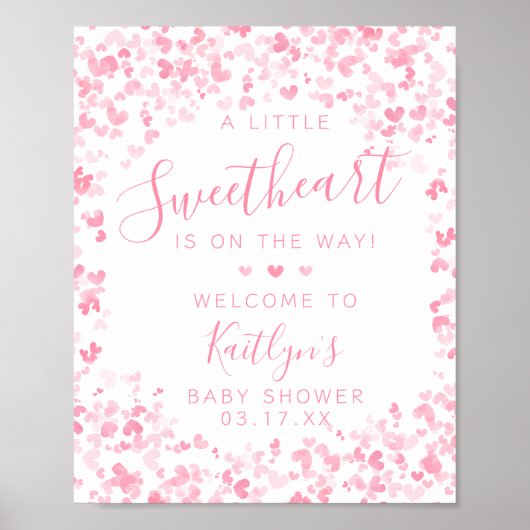Little Sweetheart Valentine's Day Baby Shower Poster (Voorkant)