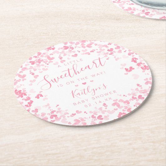 Little Sweetheart Valentine's Day Baby Shower Ronde Kartonnen Onderzetter (Gebogen)