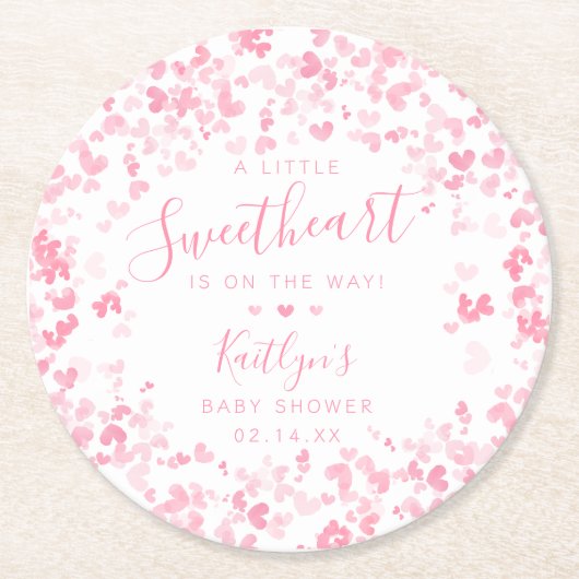 Little Sweetheart Valentine's Day Baby Shower Ronde Kartonnen Onderzetter (Voorkant)