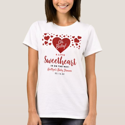 Little Sweetheart Valentine's Day Baby Shower T-shirt (Voorkant)