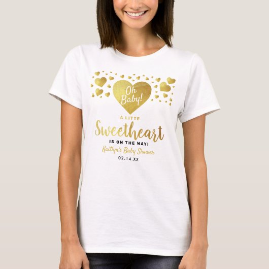 Little Sweetheart Valentine's Day Baby Shower T-shirt (Voorkant)