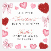 Little Sweetheart Valentines Day Baby Shower Vierkante Sticker (Voorkant)
