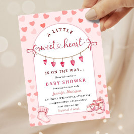 Little Sweetheart Valentine's Day Girl Baby Shower Kaart
