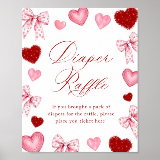 Little Sweetheart Valentines Diaper Raffle Sign Poster (Voorkant)