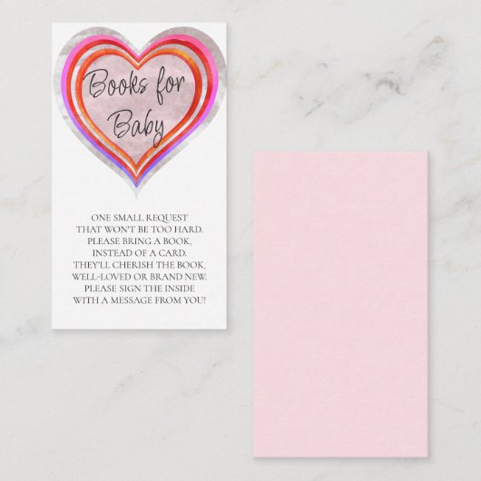 Little Sweetheart Waterverf Boeken voor Baby showe Informatiekaartje (Voorkant / Achterkant)