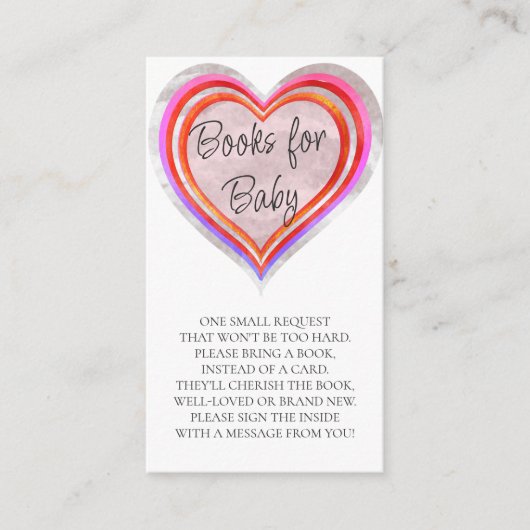 Little Sweetheart Waterverf Boeken voor Baby showe Informatiekaartje (Voorkant)