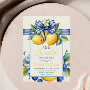 Little Sweetie Blue Bow Tegel Citroen Baby shower Kaart