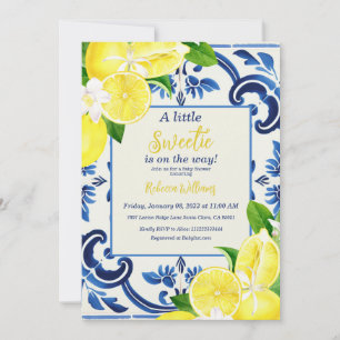Little Sweetie Blue Tegel Citrus Baby shower Kaart