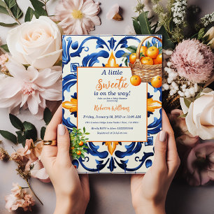 Little Sweetie Blue Tegel Sinaasappel Citrus Baby Kaart