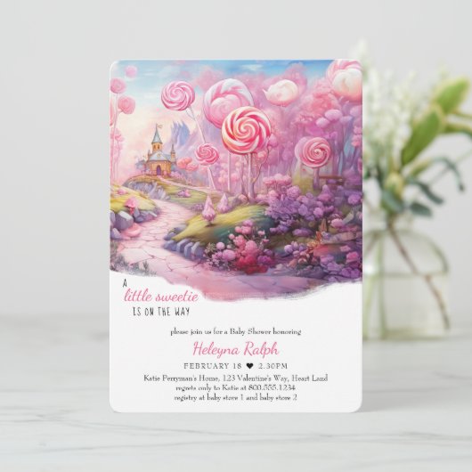 Little Sweetie Candyland Sprookje Baby shower Kaart (Staand voorkant)
