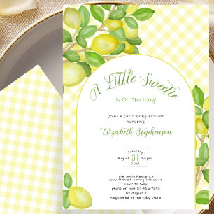 Little Sweetie Citroen Geel Gingham Baby Shower Kaart