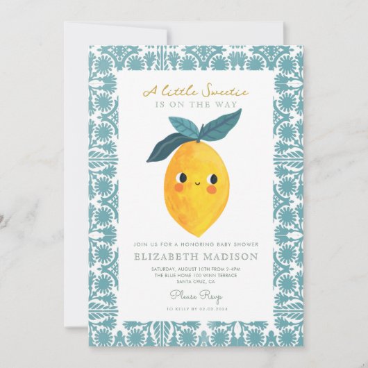 Little Sweetie Citrus Baby shower Kaart (Voorkant)