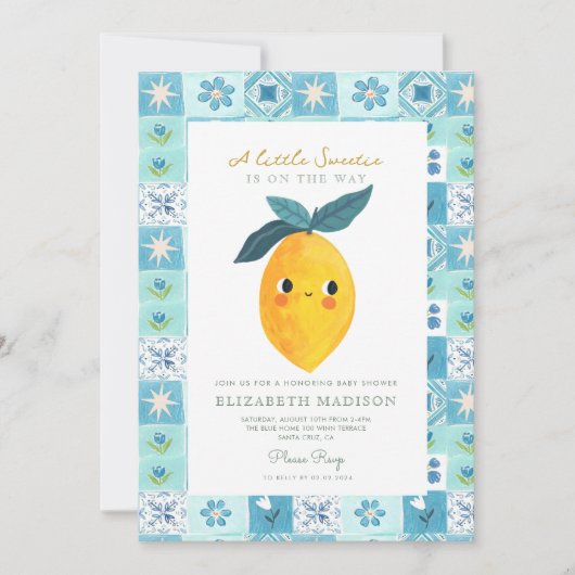 Little Sweetie Citrus Baby shower Kaart (Voorkant)