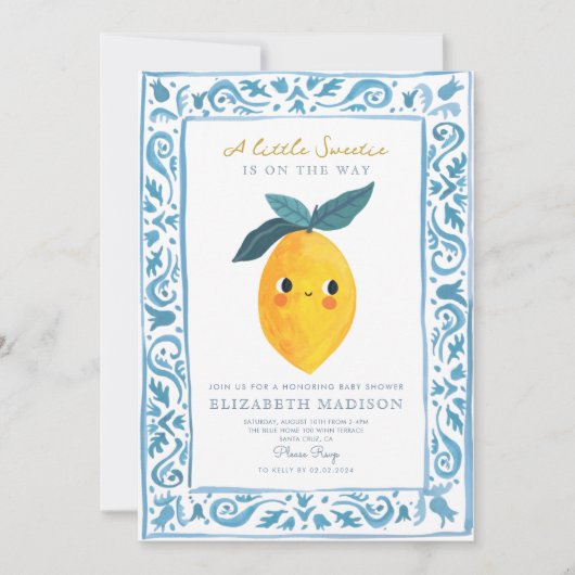 Little Sweetie Citrus Baby shower Kaart (Voorkant)