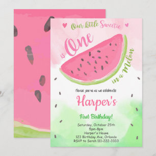 Little Sweetie Een in een Meloen Watermeloen Invit Kaart