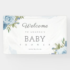 Little Sweetie Elegant Blue Botanical Baby shower Spandoek