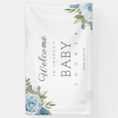 Little Sweetie Elegant Blue Botanical Baby shower Spandoek (Verticaal)