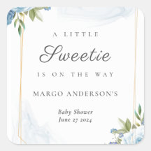 Little Sweetie Elegant Blue Botanical Baby shower