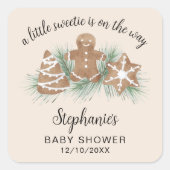 Little Sweetie Gingerbread Baby Shower Vierkante Sticker (Voorkant)