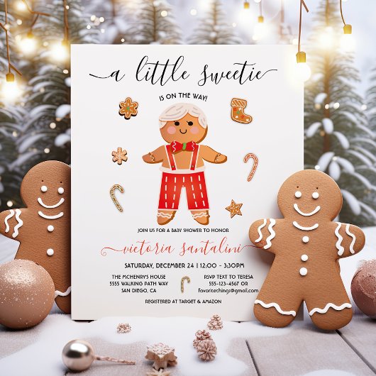 Little Sweetie Gingerbread Boy Baby shower Kaart