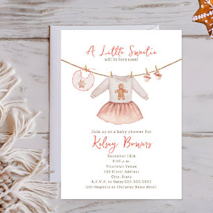 Little Sweetie Gingerbread Cookie Girl Baby shower Kaart