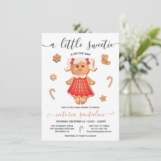 Little Sweetie Gingerbrood Girl Baby shower Kaart (Staand voorkant)