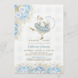 Little Sweetie Goose Blue Floral Baby Shower Kaart